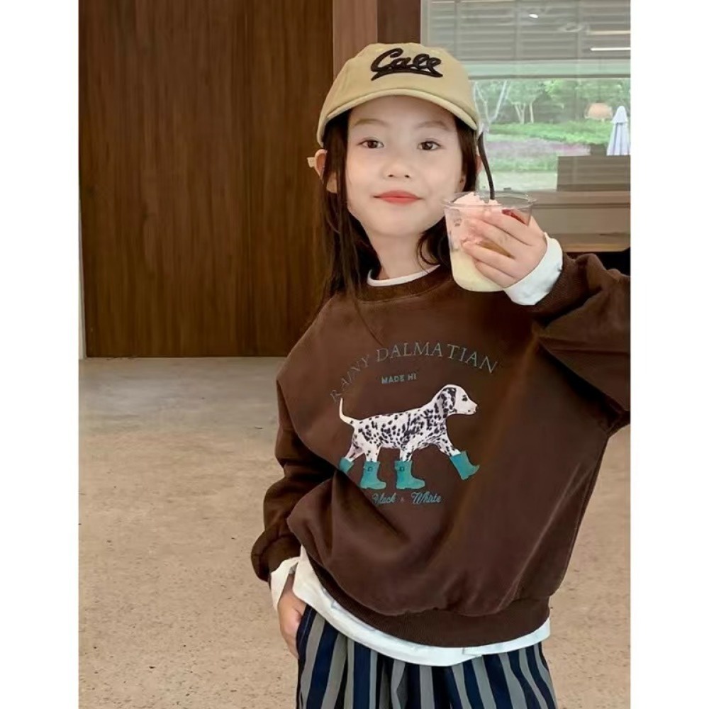 Áo sweater Tay Dài Cổ Tròn In Họa Tiết Hoạt Hình Thời Trang Mùa Thu Cho Bé Gái