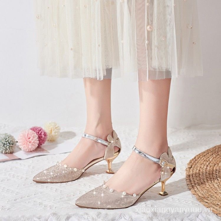 Giày Cao Gót Công Chúa Pha Lê Phong Cách Mới Cho Học Sinh Tiểu Học