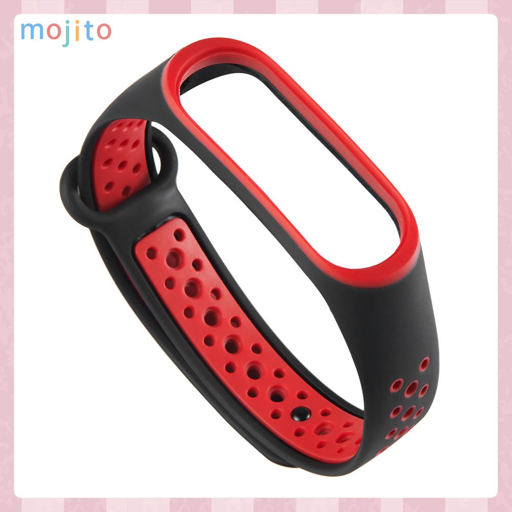 Dây Đeo Silicon Thoáng Khí Màu Đen / Đỏ Cho xiaomi mi band 3