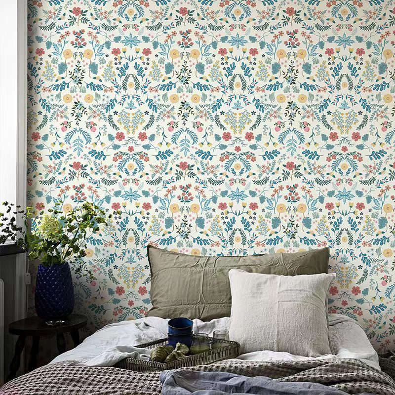 Giấy Dán Tường Tự Dính Chống Thấm Nước Họa Tiết Hoa Màu Xanh Dương Trang Trí Phòng Ngủ
