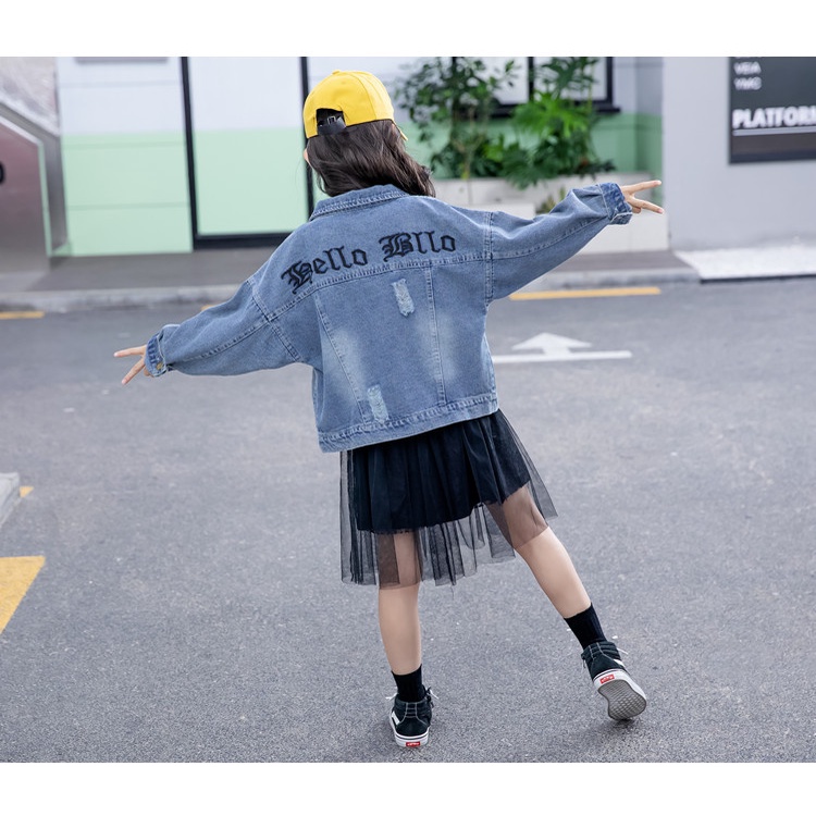 Áo Khoác denim Phong Cách Hàn Quốc Thời Trang Xuân Thu 2023 Dành Cho Bé Gái