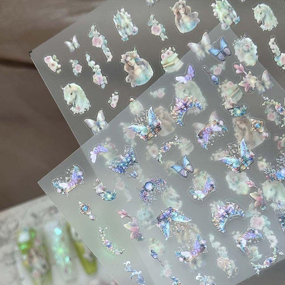 Ahour1 Miếng Dán Trang Trí Móng Tay Họa Tiết Chữ Tiếng Anh / Vỏ Sò / Bướm / Trái Tim Màu Đồng