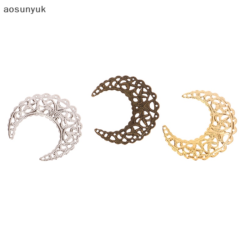 Aosunyuk Set 50 Phụ Kiện Làm Trang Sức Hình Mặt Trăng 38 X 42Mm Màu Vàng / Bạc / Vàng Đồng