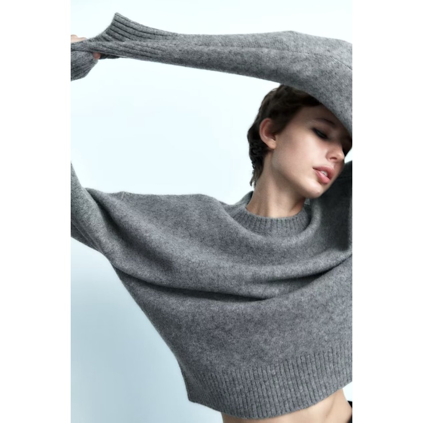 Zara Áo sweater Dài Tay Dáng Rộng Thời Trang Mùa Thu Dành Cho Nữ 2142186