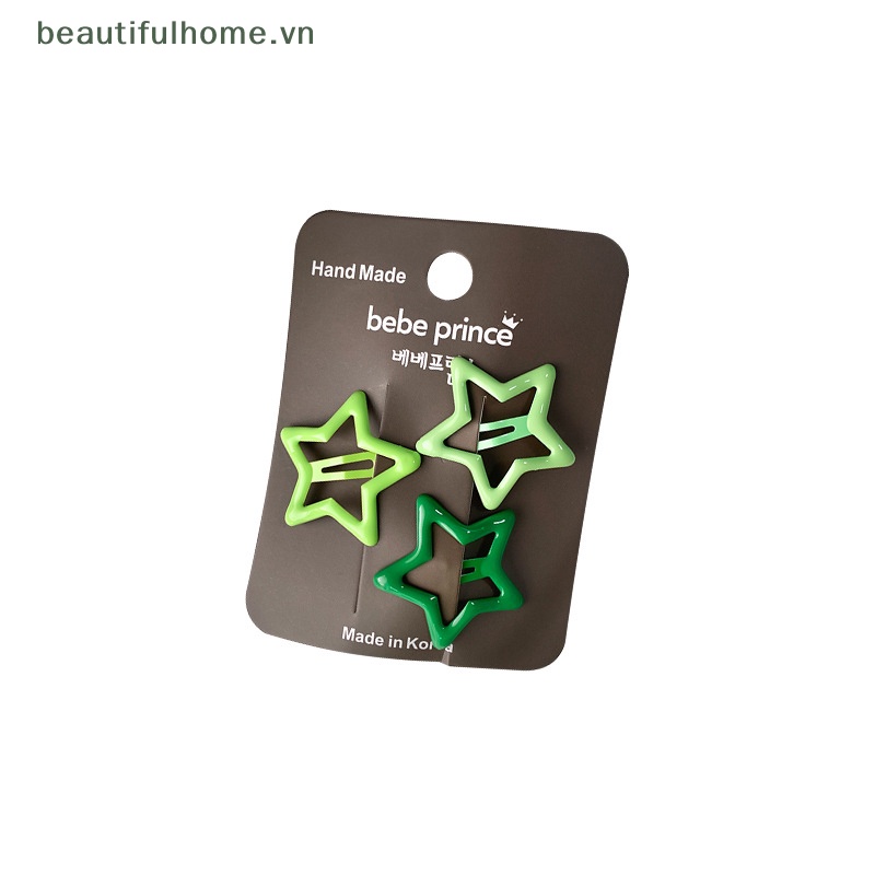 Bộ 3 Kẹp Tóc bb y2k Bằng Kim Loại Hình Ngôi Sao Nhiều Màu Dễ Thương Cho Nữ