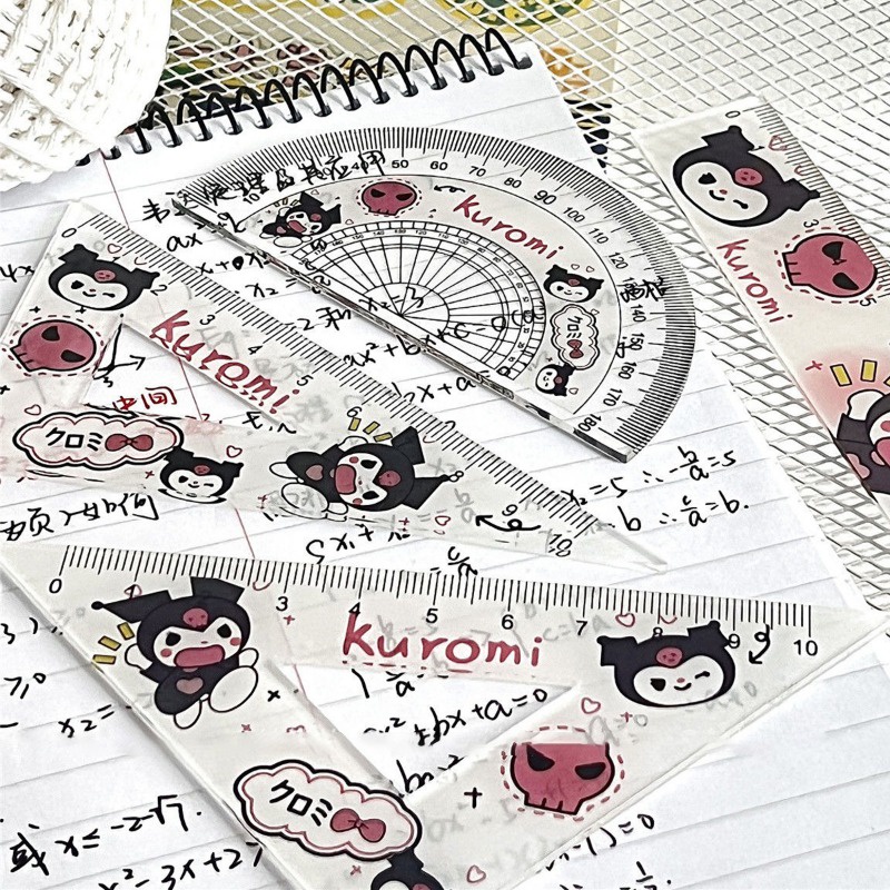 SANRIO Bộ 4 Thước Đo Góc Thẳng Hình Tam Giác Dễ Thương kuromi pochacco
