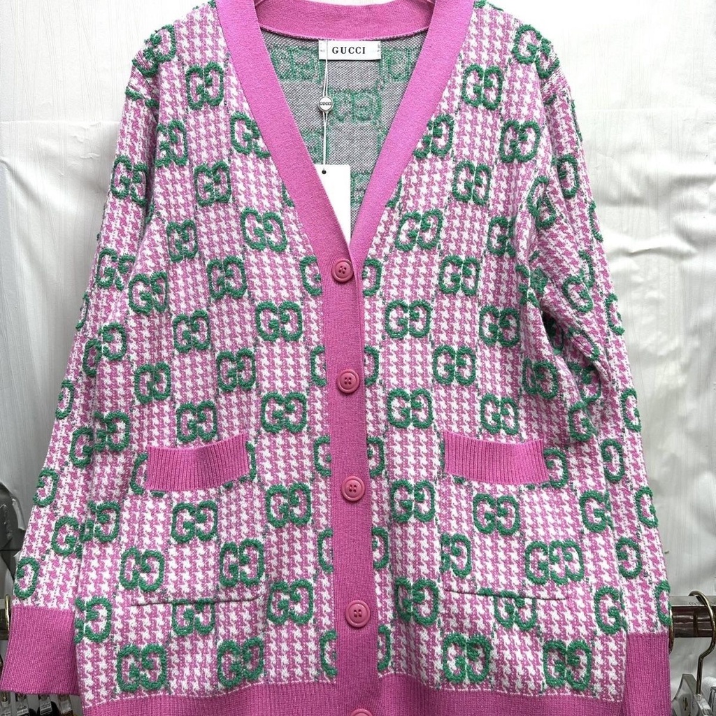 Áo Khoác cardigan Dệt Kim Tay Dài In Chữ Cái Phối Màu Tương Phản Thời Trang Thu Đông Hàng Mới 2023