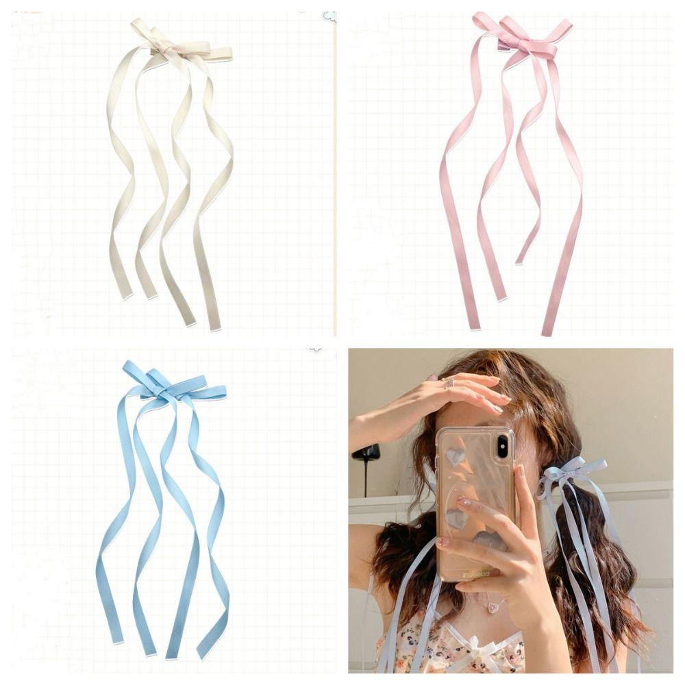Dây Cột Tóc Ruy Băng Dài y2k Thắt Nơ Phong Cách Nhật Bản Cho Nữ