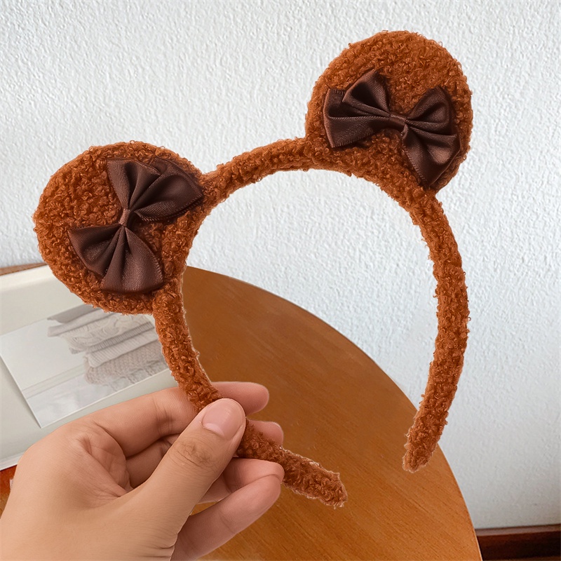 Băng đô cài tóc rửa mặt Tai Gấu Bằng Vải Bông Co Giãn Chống Trượt Dễ Thương Phong Cách Hàn Quốc