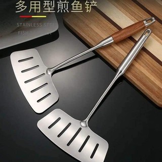 Xẻng lật cá - thìa rán cá inox 304 cán gỗ