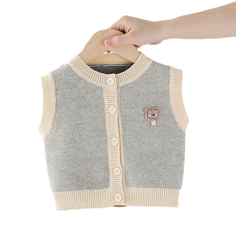 Áo Ghi Lê Dệt Kim Cài Nút Họa Tiết Gấu Hoạt Hình Dễ Thương Thời Trang Xuân Thu Cho Bé Trai Và Gái