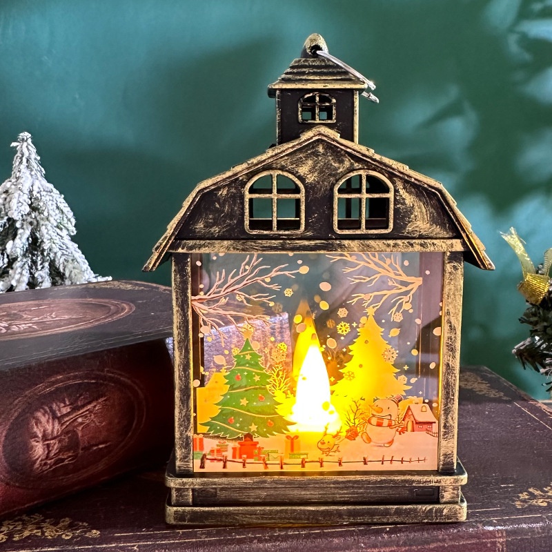 Đồ Trang Trí Giáng Sinh Đèn Ngủ Phong Cách Châu Âu Đồ Trang Trí Ngôi Nhà Người Tuyết Gió Đèn Đèn Chân Nến Lễ Hội Bộ Đạo Cụ