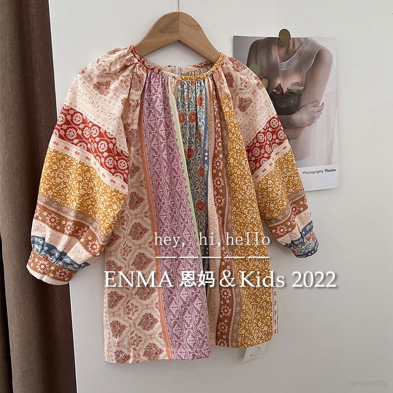 Đầm Tay Dài In Hoa Kiểu vintage Hàn Quốc Thời Trang Mùa Thu Cho Bé Gái