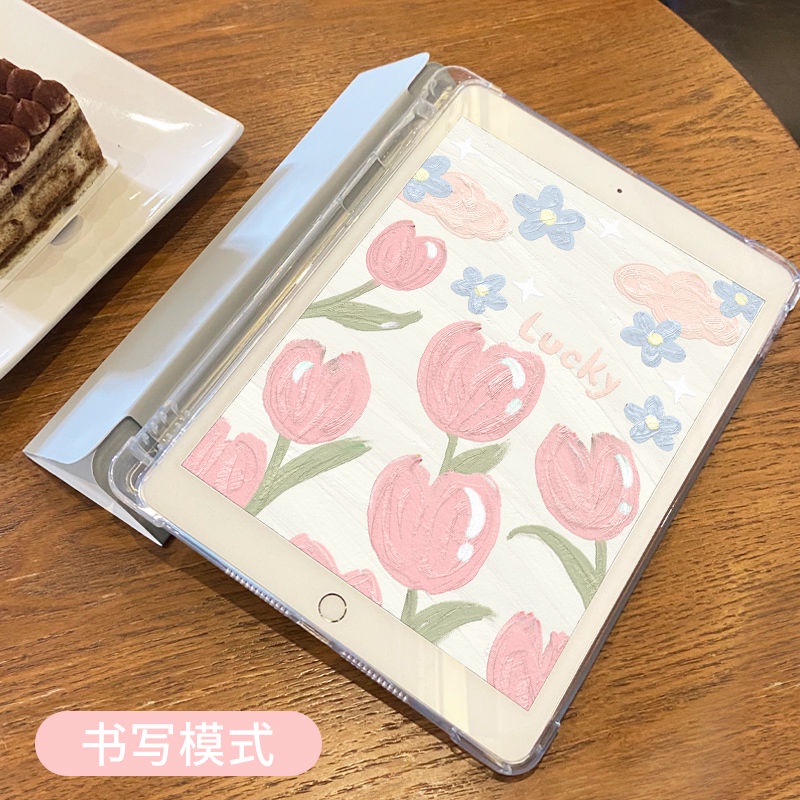 Ốp Máy Tính Bảng Mềm Hình Hoa Có Khe Đựng Bút Chì Cho ipad gen7 / 8 / 9 gen10 pro11 "pro12.9" air4 air5 mini6