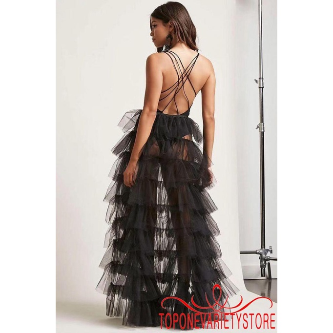 Topone Chân Váy Voan Lưới Xòe Thắt Dây Thời Trang Dành Cho Nữ