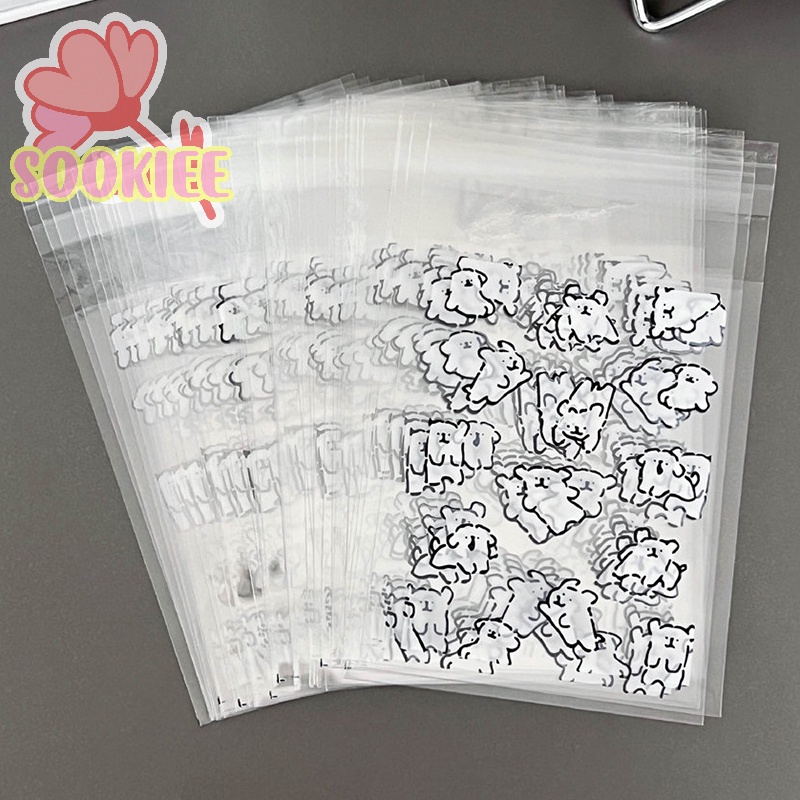 Bộ 50 Túi Đựng Ảnh Trong Suốt Tự Dính Hình Chú Chó Hoạt Hình Dễ Thương