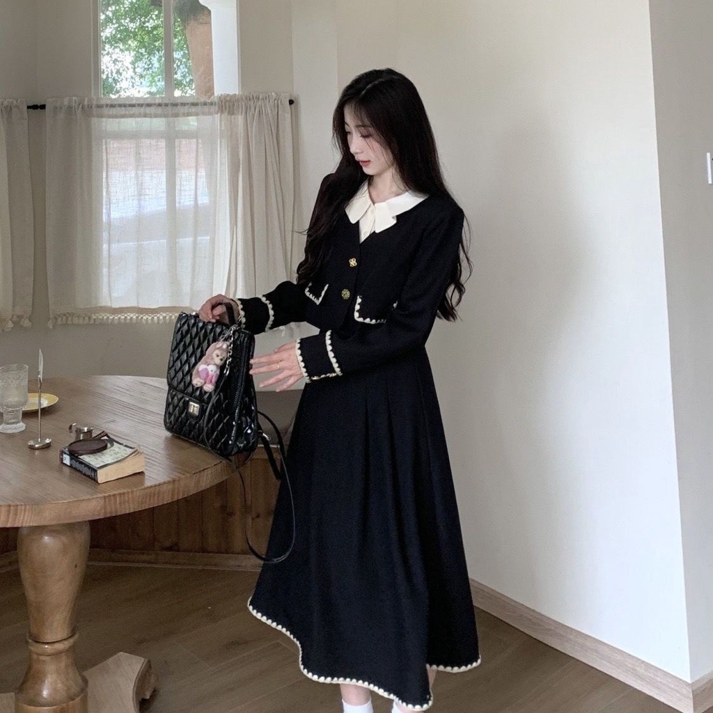 Bộ Áo + Chân Váy Phong Cách retro Mùa Thu Dành Cho Nữ Size s-2xl