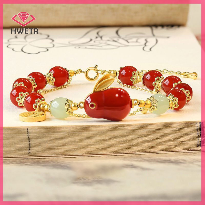 Vòng Tay Hai Lớp Mặt Hình Thỏ Dễ Thương Phong Cách vintage Cho Nữ Mới