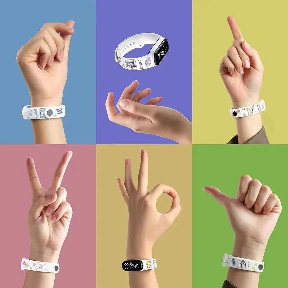 Sanrio Kuromi Phim Hoạt Hình Đồng Hồ Điện Tử Trường Tiểu Học Dễ Thương Trẻ Em Hoạt Hình In Hình LED Đồng Hồ Thể Thao