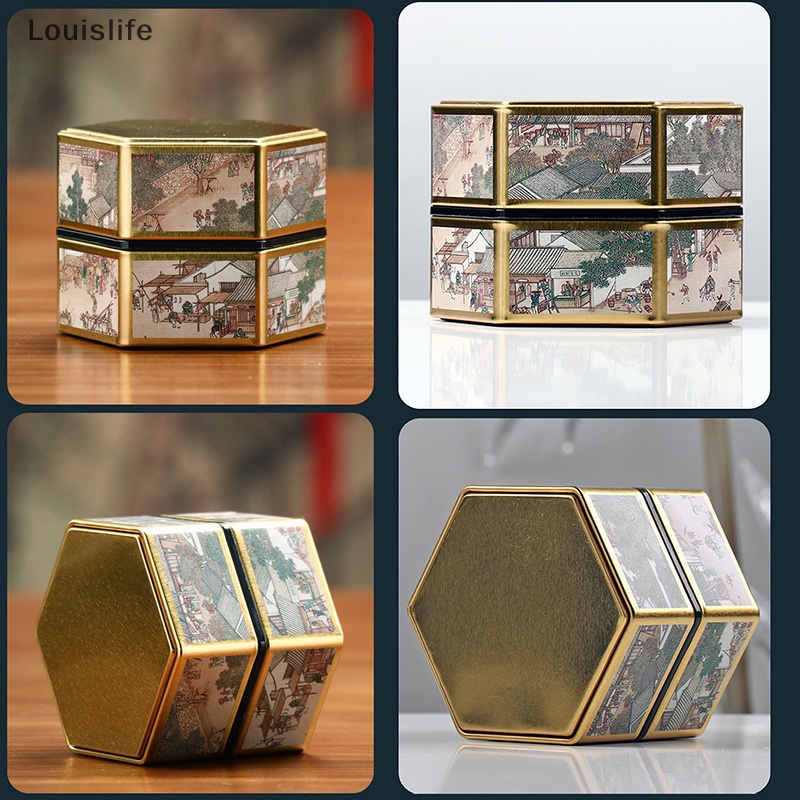 Louislife Hộp Thiếc Đựng Trà Hình Lục Giác Phong Cách Trung Hoa