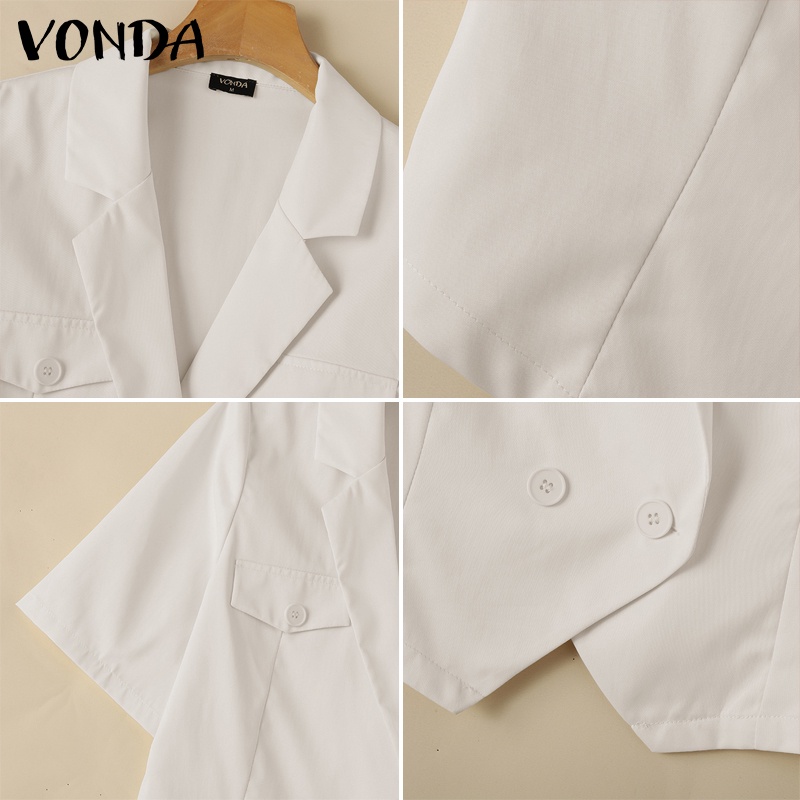 Áo Khoác blazer Tay Ngắn Dáng Rộng Màu Sắc Đơn Giản Phong Cách Hàn Quốc Cho Nữ