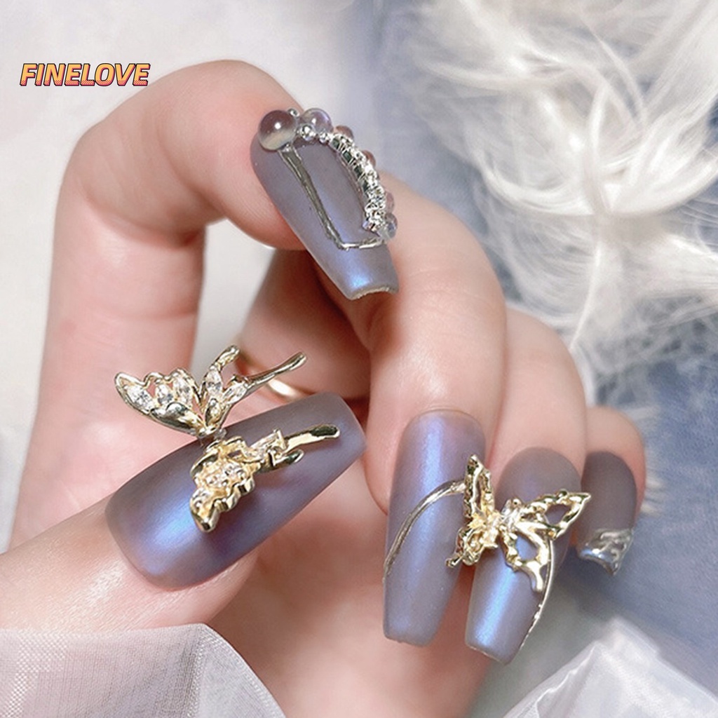 1 Phụ Kiện Trang Trí Móng Tay Chống Rơi Hình Cánh Bướm Ba Chiều Lấp Lánh diy