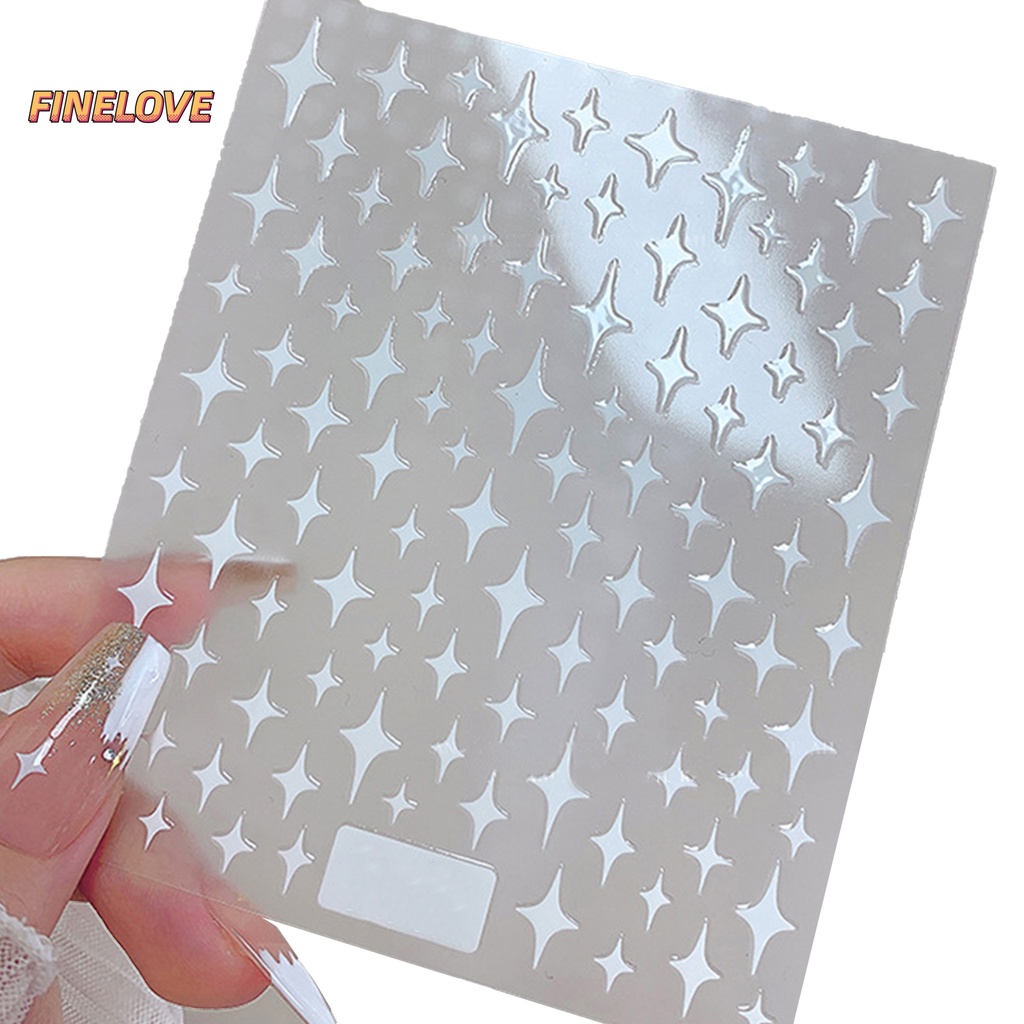 Miếng Dán Móng Tay Tự Dính Siêu Mỏng Màu Trắng / Đen / Bạc / Vàng Ánh Sao Lấp Lánh Không Phai Màu Dễ Dán diy