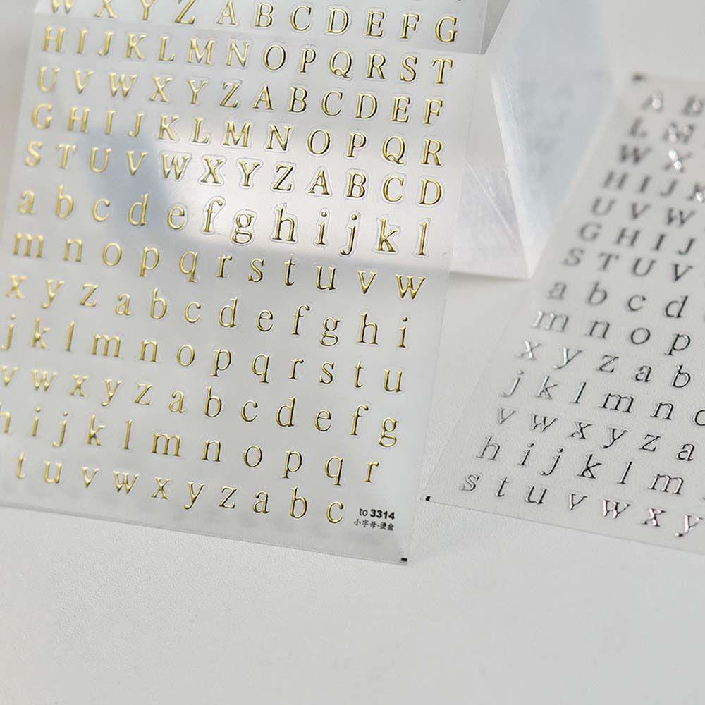 Miếng Dán Trang Trí Móng Tay In Chữ Tiếng Anh Màu Bạc / Đồng