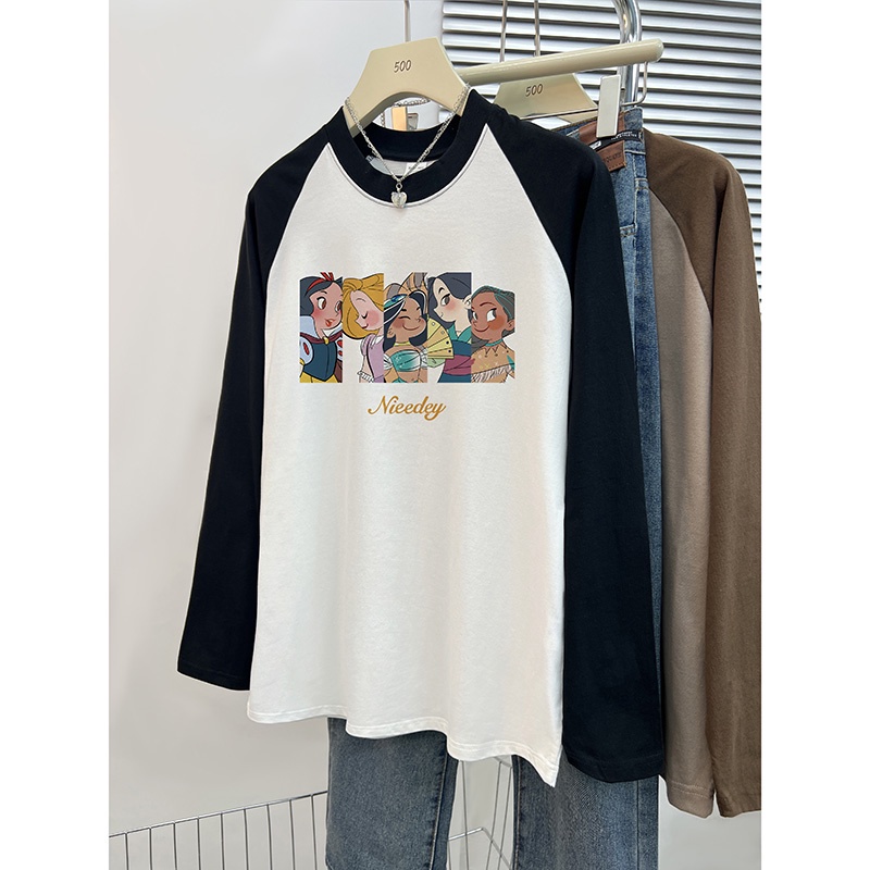 Áo Thun Tay Dài 100% cotton In Họa Tiết Thời Trang Hàn Quốc Cho Nữ