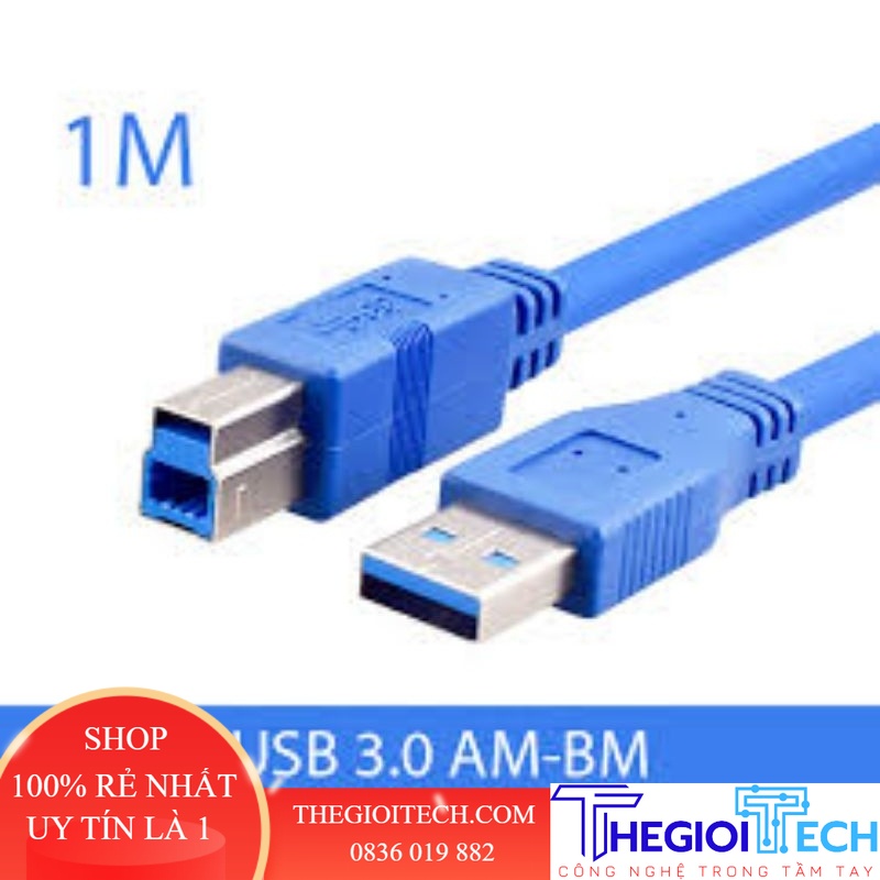 Cáp USB 3.0 AM ra BM - USB 3.0 AM-BM cable 1M kết nối máy in