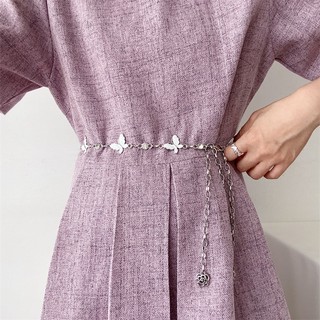 Dây thắt lưng móc xích cánh tiên phủ nhũ, đai váy xích gắn hồ điệp lấp lánh