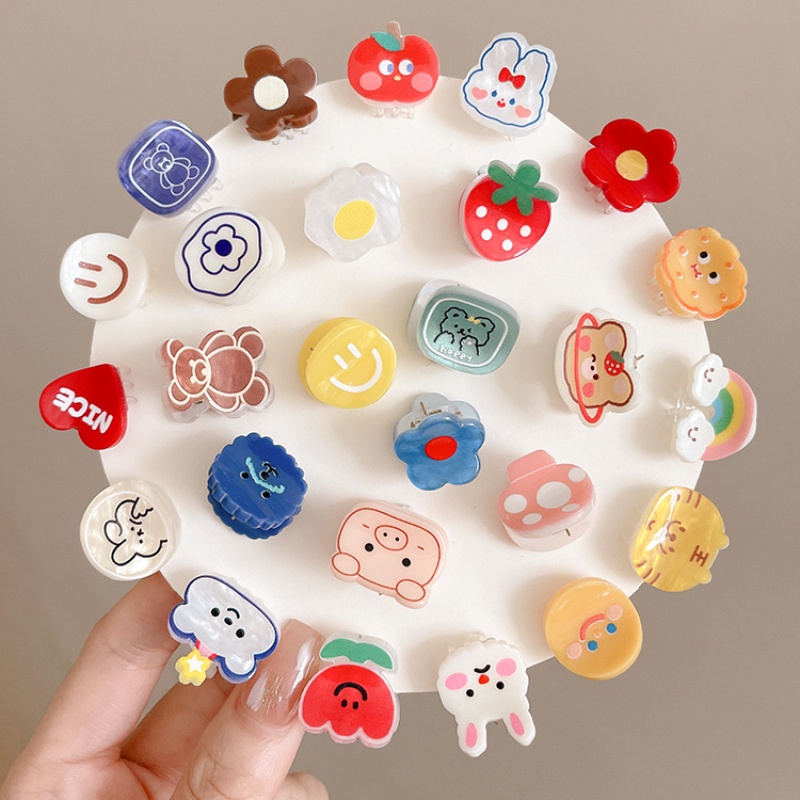 Set 2 Kẹp Tóc mini Họa Tiết Trái Cây Hoạt Hình Phong Cách Hàn Quốc Cho Bé Gái