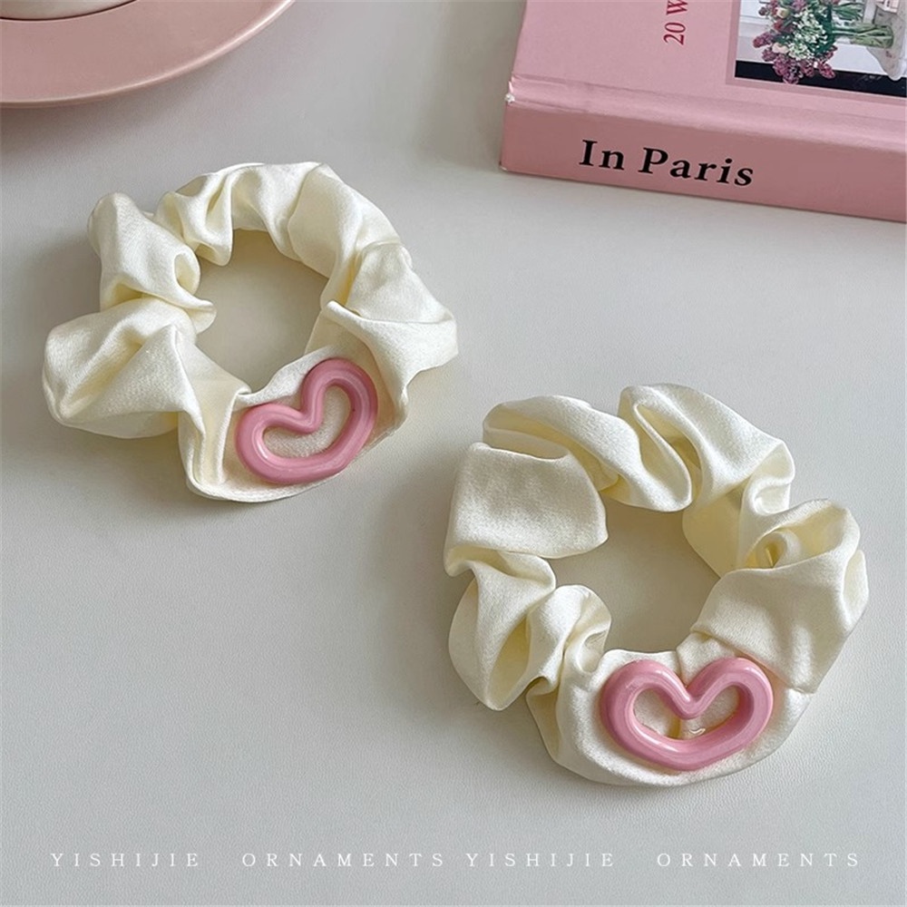 Dây Buộc Tóc Hình Bánh donut Trái Tim Màu Hồng Dễ Thương Cho Nữ