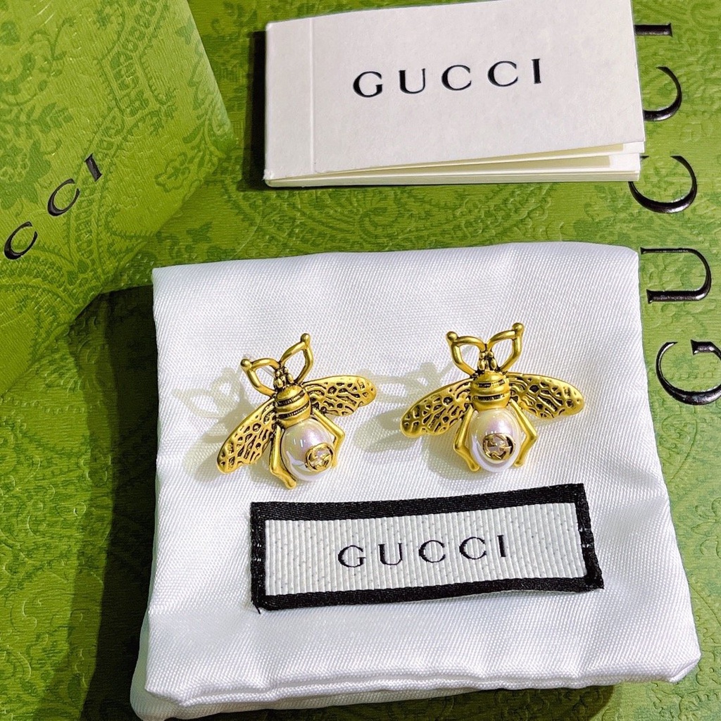 Bông Tai Gucci Bằng Thép Titan Chống Thấm Nước Không Gỉ Hình Chữ gg Đôi Thời Trang Cho Nữ