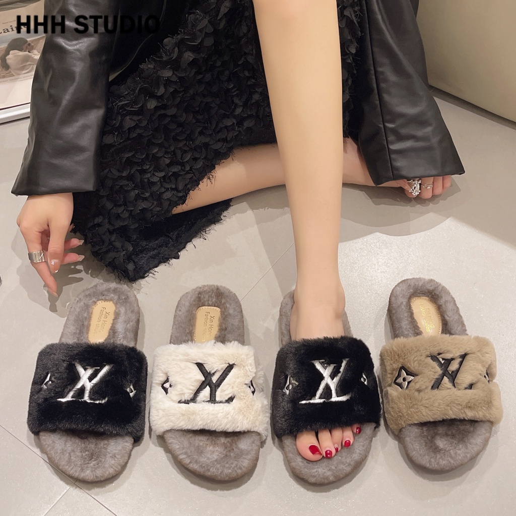 HHH Dép bông Dép Lông nữ dép bánh mì nữ đi trong nhà ĐẾ CAO SU  L V Tiện lợi Nhẹ Tinh tế Mềm mại FMR23936NO39Z230926