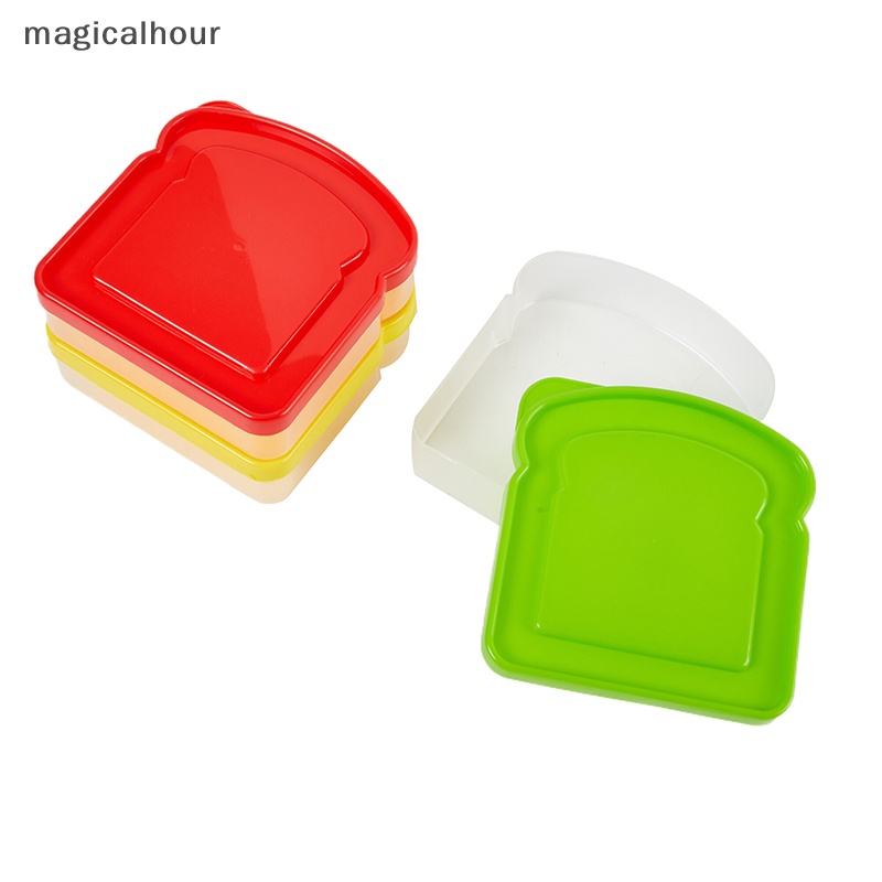 Magicalhour ^ ^ Hộp cơm Trong Suốt Hình Bánh Mì sandwich Có Thể Hâm Nóng Vi Sóng Cho Trường Học Trẻ Em * Mới
