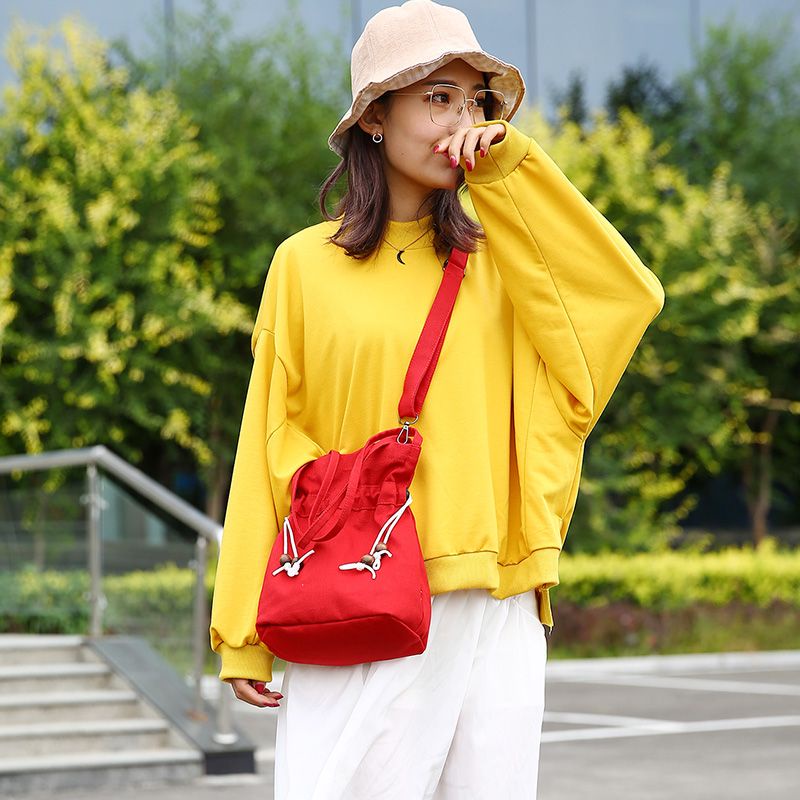 Túi canvas Dây Rút Xỏ Hạt Gỗ Phong Cách Hàn Quốc Dễ Phối Đồ Cho Nữ