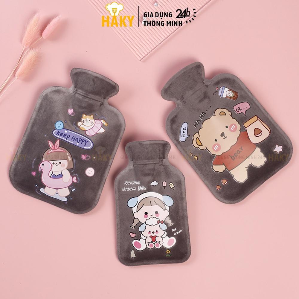 Túi chườm nóng lạnh hoạt hình dễ thương 450ml túi đa năng chườm nóng giảm đau bụng kinh, chườm lạnh hạ sốt HAKY047