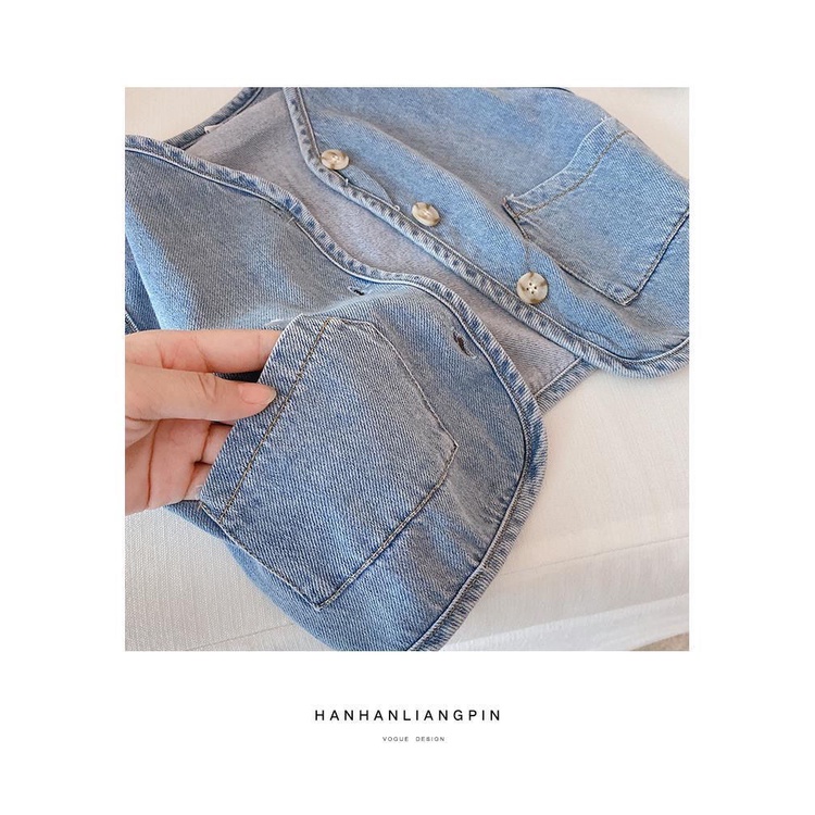Áo Khoác denim Không Tay Thời Trang Xuân Thu Cho Bé