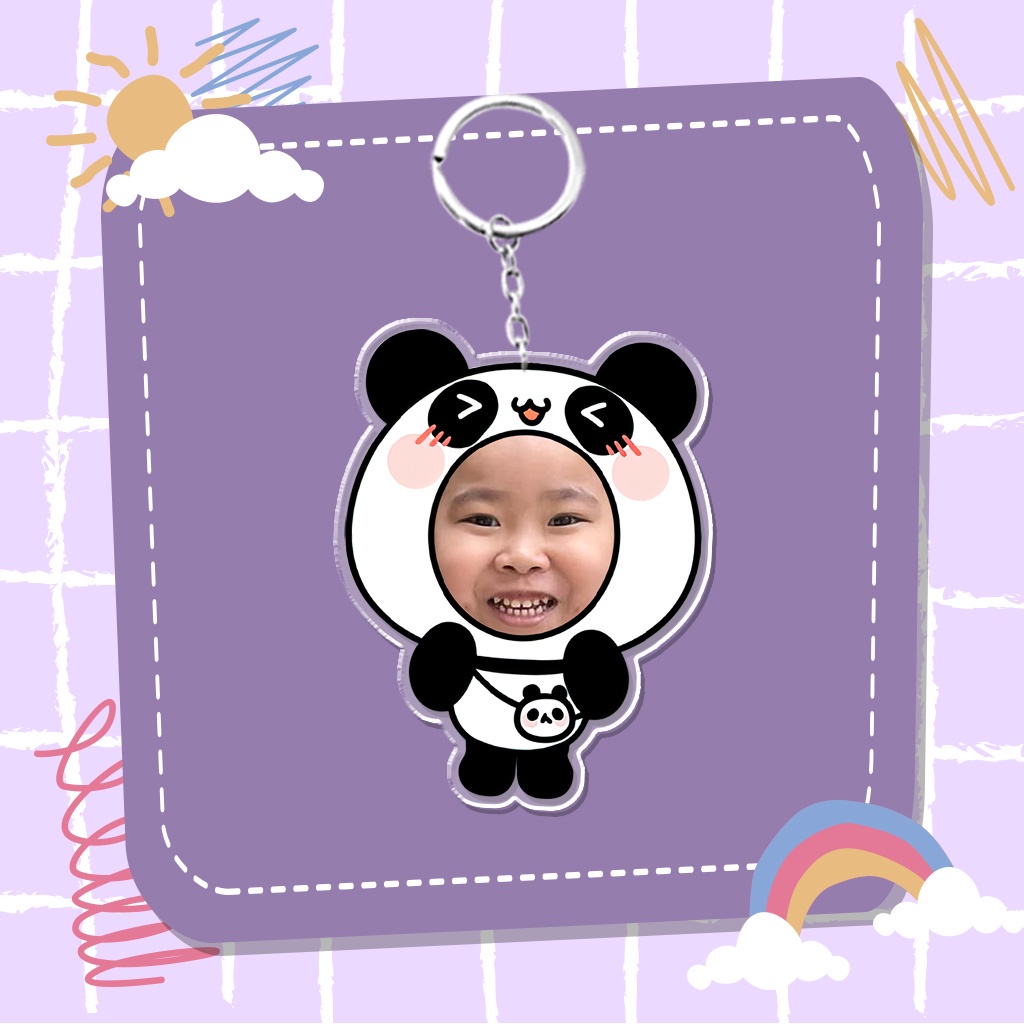 Móc khóa in theo yêu cầu ghép mặt một người Trí Decor chibi dễ thương đáng yêu có hộp quà tặng bạn bè, người thân