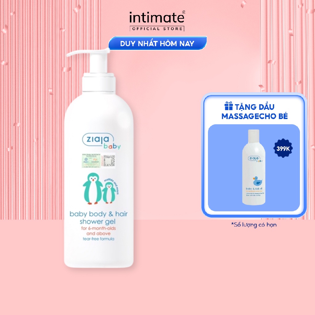 Gel Tắm Gội 2in1 Cho Trẻ Từ 6 Tháng Tuổi Ziaja Baby Giúp Làm Sạch Nhẹ Nhàng Và Cấp Ẩm Cho Da Bé 400ml