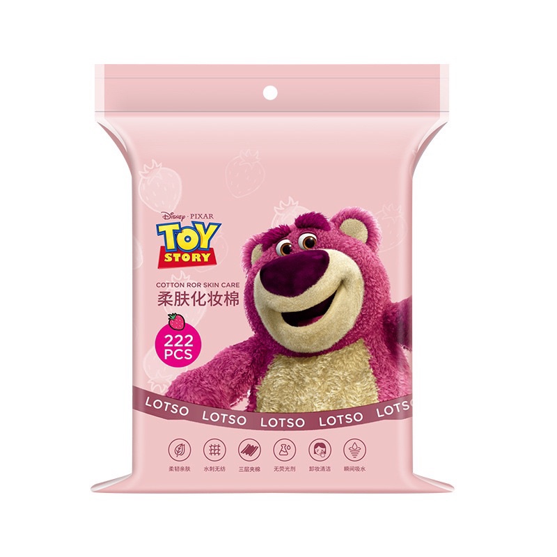 Bông Tẩy Trang Gấu Dâu 3 Lớp - Bông Đắp Tone Skincare Siêu Mềm Mịn 222 Miếng