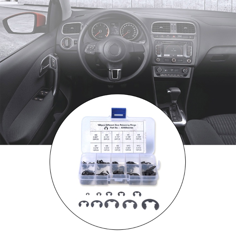 Run set 160 Vòng Kẹp Bên Ngoài Bằng Thép 2 Đến 12mm Kẹp Nhanh Chóng