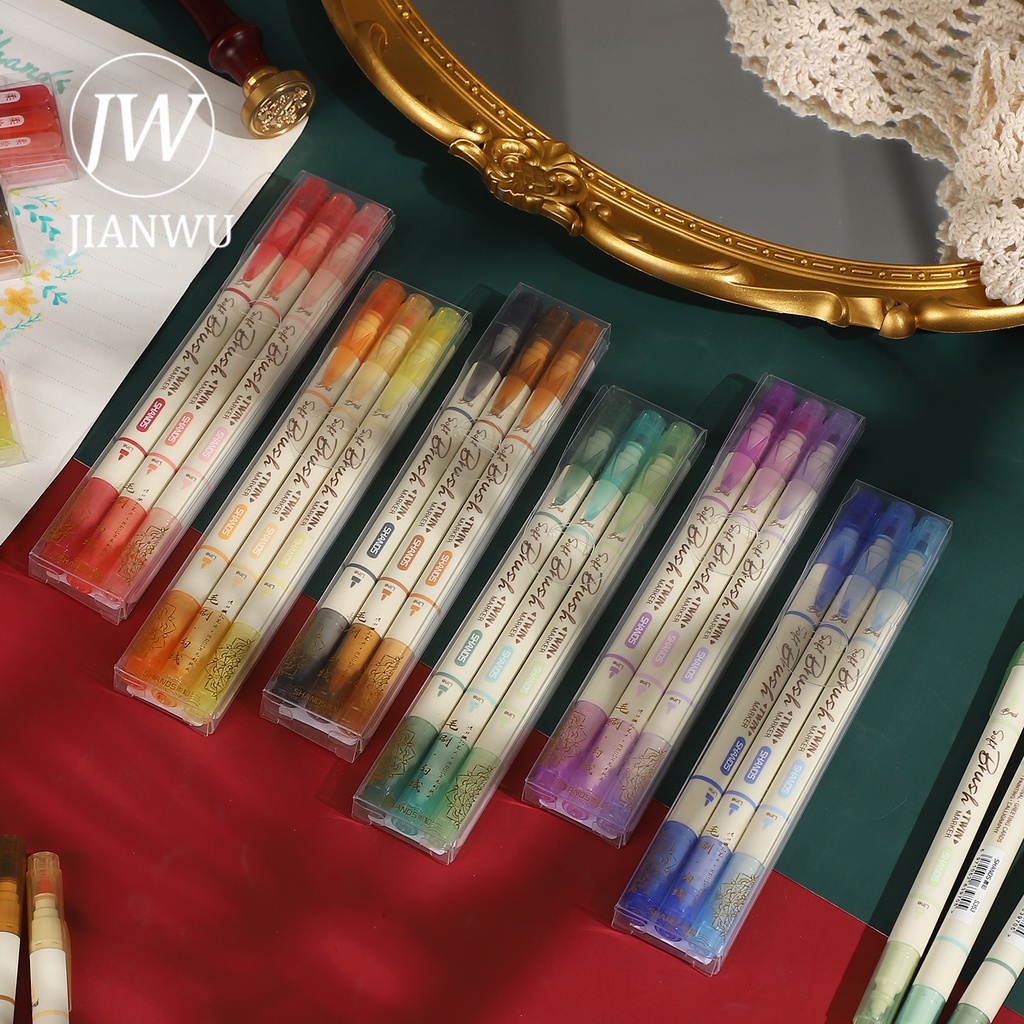 Bộ 3 Bút Lông Đầu Mềm / Đôi Đơn Giản Sáng Tạo diy