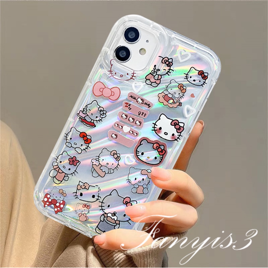 Ốp Điện Thoại Dẻo Màu laser Hình Mèo 3d Dễ Thương Cho iphone 15 14 13 12 11 pro max x xr xs max 8 7 6s plus se 2020