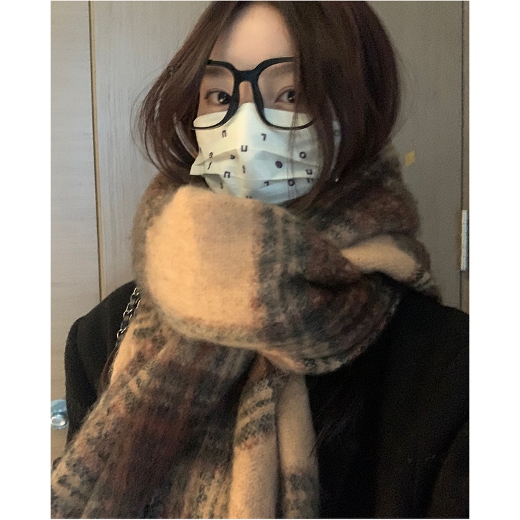 Khăn kẻ karo 2 màu dày dặn ấm áp thời trang mùa đông nam nữ thời trang by Vy Vy