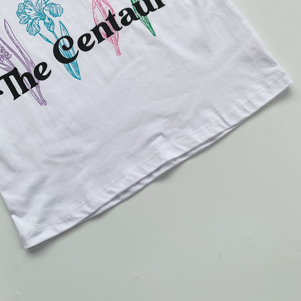 The centaur Hàng Có Sẵn Áo Thun Tay Ngắn Cổ Tròn Dáng Ôm In Hình Hoa Phong Cách Hàn Quốc Cho Nữ