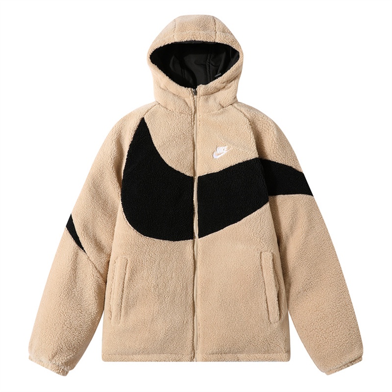 Áo Khoác cotton Hai Mặt Có Mũ Trùm Đầu Thêu logo Nke Chính Hãng Dành Cho Cặp Đôi