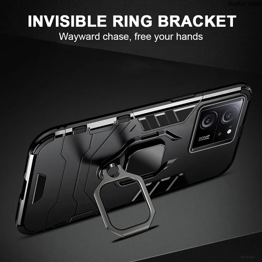 Shockproof Armor Case for Xiaomi 13t mi13 T 11t 10t Mi 12T Pro Magnet Ring Stand Bumper Phone Protective Back Cover