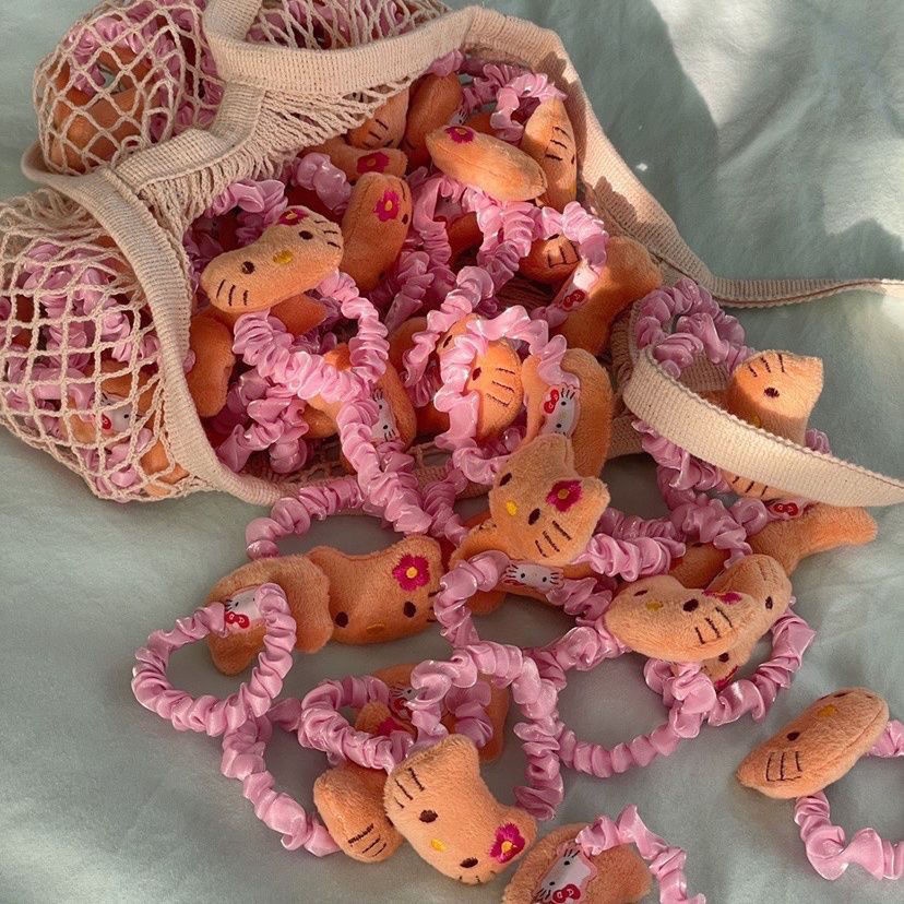 Túi Da Màu Đen Đựng Kẹp Tóc Hình Mèo kitty Dễ Thương